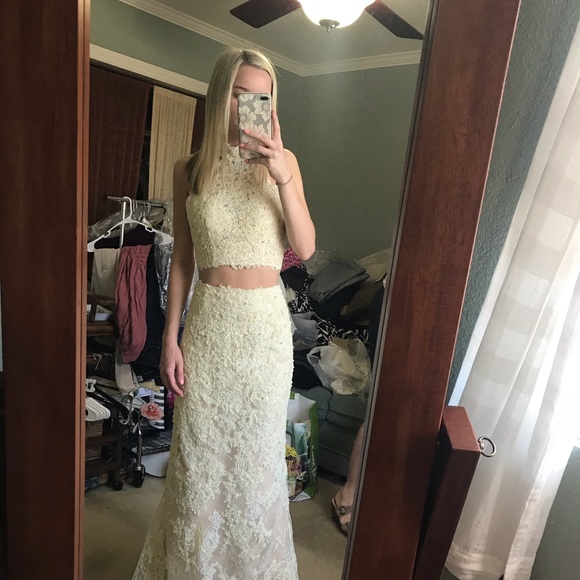 Sherri Hill 2 piece Lace Prom Dress - Picture 3 of 4